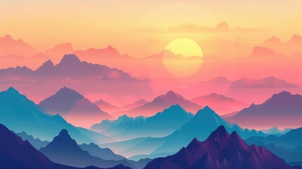 Fototapeta premium Mountains during sunset. Beautiful natural landscape in the summer time