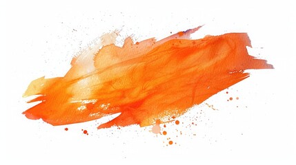 paint brush stroke texture orange watercolor spot blotch isolated