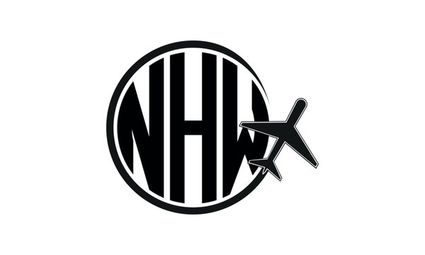 NHW three initial letter circle tour & travel agency logo design vector template. hajj Umrah agency, abstract, wordmark, business, monogram, minimalist, brand, company, flat, tourism agency, tourist
