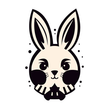 recommend clip art: Black and white rabbit in vector illustration on white background for stickers 