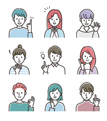 いろいろな表情の男女のベクターイラスト 1