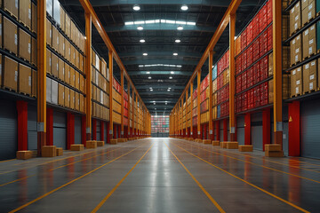 Fototapeta premium Empty warehouse in logistic center