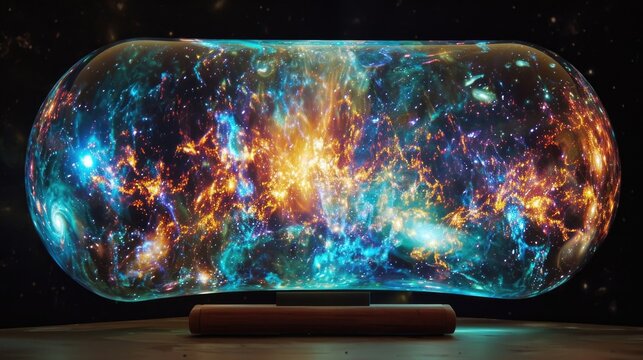 A holographic display of the cosmic microwave background radiation providing a glimpse into the universes early history.