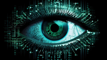 Cyber security, data protection, cyber attack concept on blue background