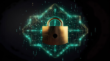 Cyber security, data protection, cyber attack concept on blue background