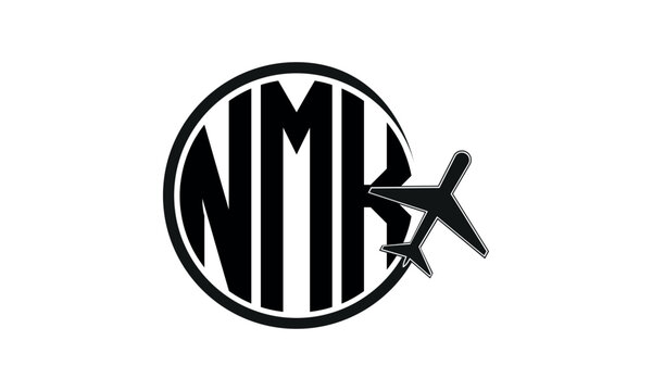 NMK three initial letter circle tour & travel agency logo design vector template. hajj Umrah agency, abstract, wordmark, business, monogram, minimalist, brand, company, flat, tourism agency, tourist