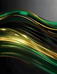 gold green and black digital wave technology background wallpaper concept, motion texture cyber network elements Generative AI