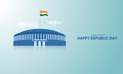 Indian Republic Day Celebrations Creative ads. Republic day creative design. 3D Illustration