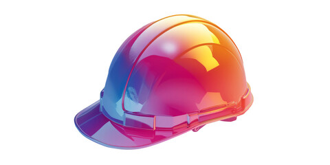 A construction helmet mockup featuring a gradient color palette, showcasing a transition of colors against a pristine white backdrop.