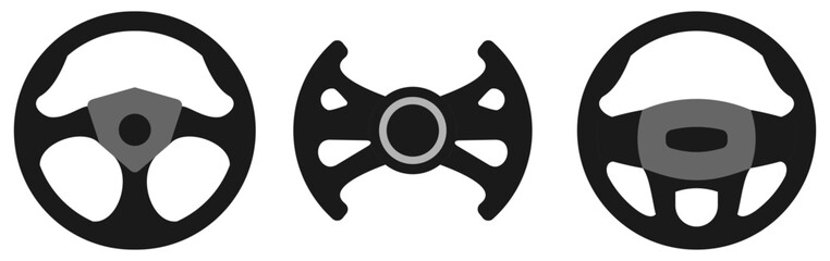 car steering wheel icon set. vector illustration isolated on white background.