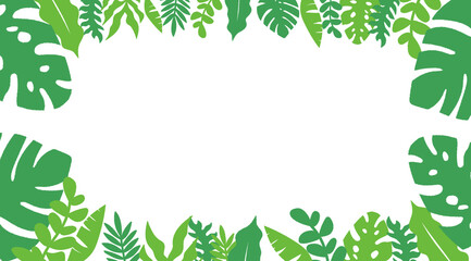 초록 열대 나뭇잎 프레임배경