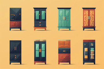 A set of different cabinets for an apartment and office.
