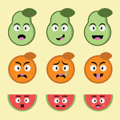 set of fruits faces