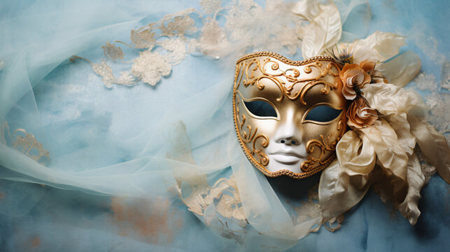 Photo of elegant and delicate Venetian mask over.