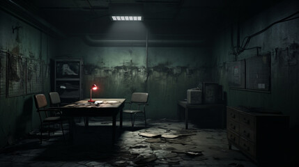 Fototapeta na wymiar Dark gritty interrogation room