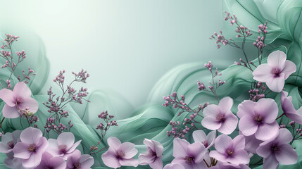 Elegant Blooming Flowers and Swirling Green Patterns: A Serene Display of Nature’s Beauty