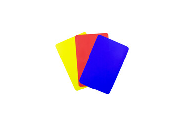 Football referee cards with third blue card