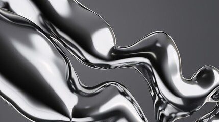 Glossy metallic liquid shapes. Puffed up metal items. Collection of lifelike visual elements.