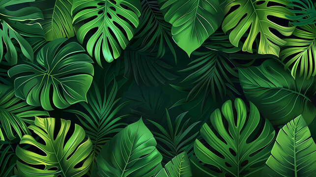 green tropical leaves background