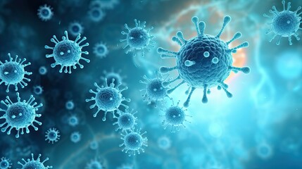wallpaper with virus, blue colors