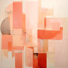 velvety peach color abstract compositions that play with geometric shapes generation gradiant