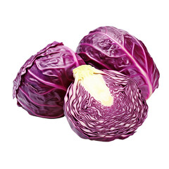 Purple cabbage isolated on transparent background.