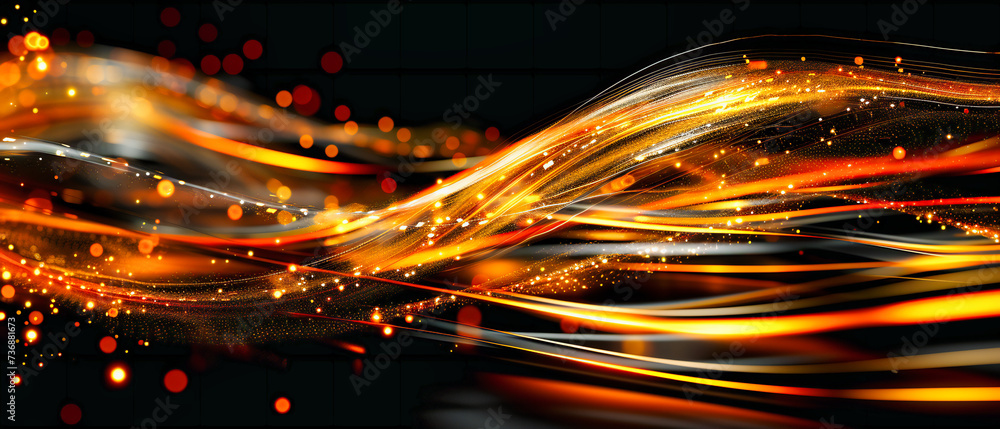 Poster vibrant future: a burst of colorful energy in a dark space, illustrating the dynamic intersection of