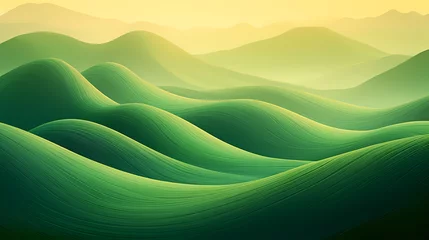 Foto op Canvas Grassy hillsides meet in a landscape painting © xuan