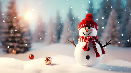 Naklejka na ściany i meble Snowman celebrates Christmas