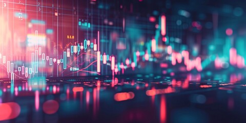 Fototapeta premium A suitable economic background for business ideas and artwork designs, depicting stock market and foreign exchange trading through graphs and candlestick charts.
