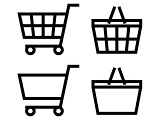 ショッピングカート＆カゴアイコンセット黒