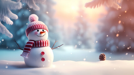 Fototapeta premium Snowman celebrates Christmas