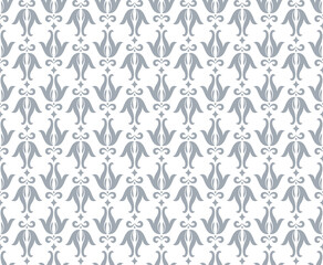 Flower geometric pattern. Seamless vector background. Gray and white ornament.