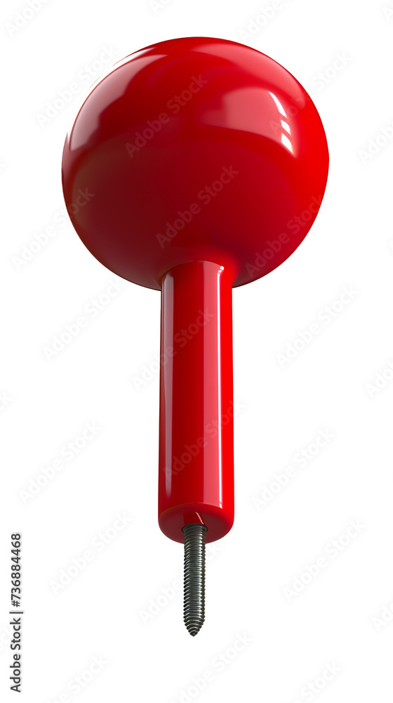 Poster red pin, push pin isolated on transparent background.