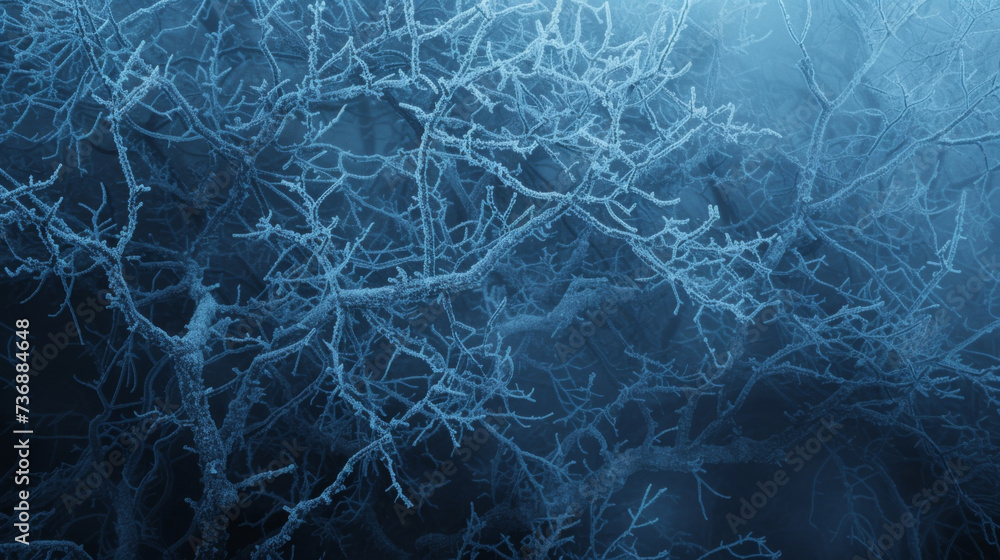 Poster intricate branches of frost creeping along a gl surface resembling a fragile winter forest.