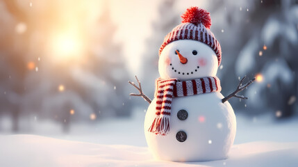 Snowman celebrates Christmas