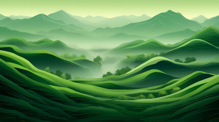 Obraz premium Grassy hillsides meet in a landscape painting