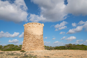 Watchtower of S Estalella, year 1577, S'Estalella,Llucmajor, Mallorca,, balearic islands, spain,...