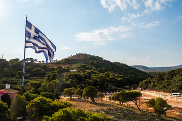 The biggest flag of Greece in Zakynthos island. - 736885212