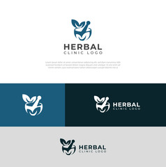 Creative natural Herbal clinic logo vector Design Template.