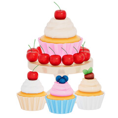 Happy Mother's day , cupcakes on transparent background, 3D Rendering