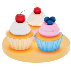Happy Mother's day , cupcakes on transparent background, 3D Rendering
