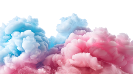 Cotton candy cloud isolated on clear background 