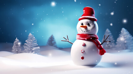 Naklejka na ściany i meble Happy moments with Christmas snowman