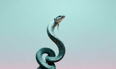 Fantasy Illustration of a wild snake. Digital art style wallpaper background.