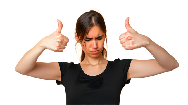 showing thumbs up and thumbs down, difficult choose concept