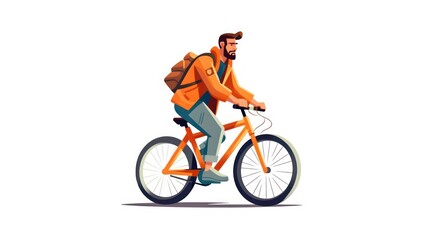 person riding a bicycle on a white background