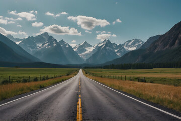 Fototapeta premium A landscape of a highway in the mountainous area with a breathtaking view