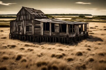 abandoned house on the beach