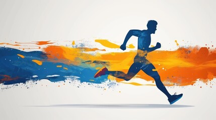 Naklejka premium flat logo of Vector running man illustration vector